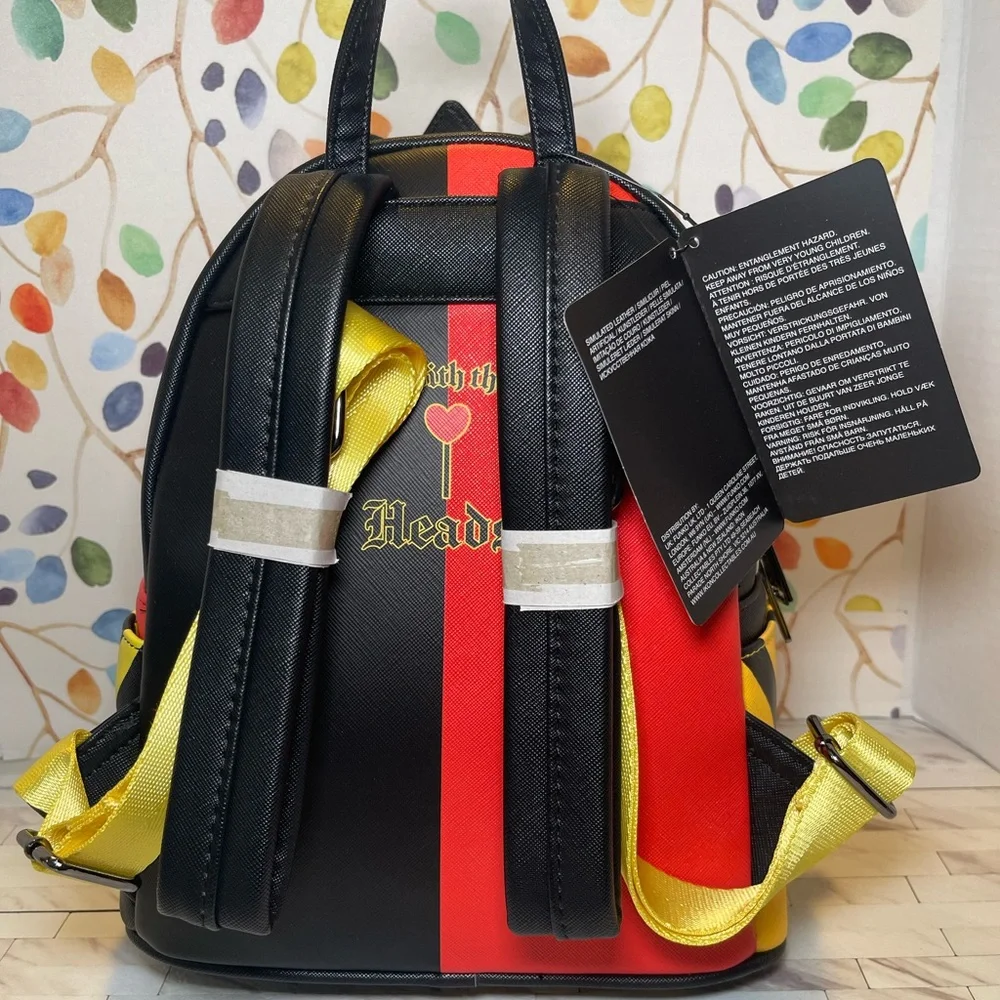 Loungefly Queen of Hearts Character Mini Backpack - Red, Yellow, Black, Green